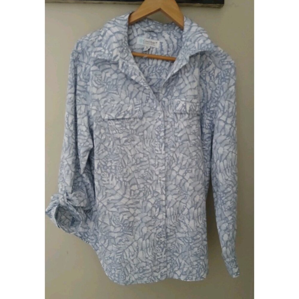Coolibar Women's Pale Blue & White Printed Long-Sleeve Button-Down Shirt